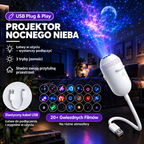 Projektor Nocnego Nieba 2.0 - 20+ wzorów galaktycznych USB